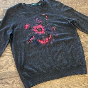 Lauren Ralph Lauren Beautiful Embroidered Top Blouse Size Large
